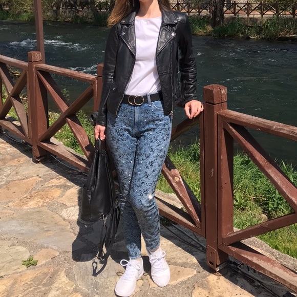 unsurpassed jeans Mavi with black rhinestones, high quality cotton - Picture 2 of 7